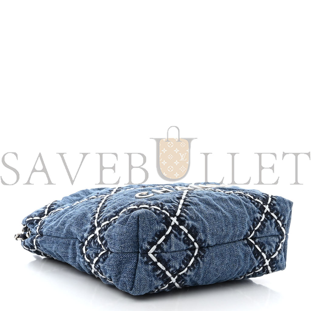 CHANEL STITCHED DENIM QUILTED MINI CHANEL 22 BLUE (19*18*6cm) CHANEL STITCHED DENIM QUILTED MINI CHANEL 22 BLUE (19*18*6cm)