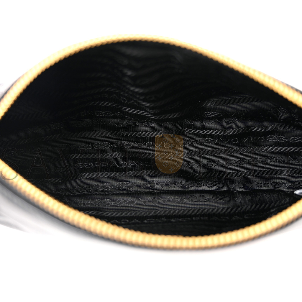 PRADA VITELLO SHINE BRUSHED CALFSKIN RE-EDITION 2002 SHOULDER BAG BLACK (24*10*6cm) PRADA VITELLO SHINE BRUSHED CALFSKIN RE-EDITION 2002 SHOULDER BAG BLACK (24*10*6cm)