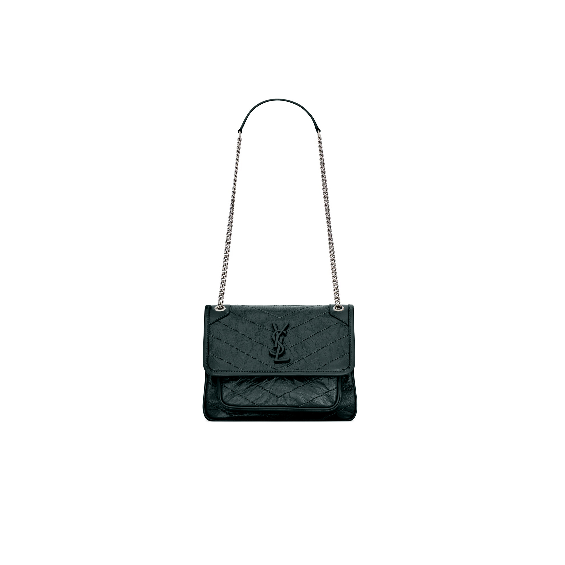 YSL NIKI BABY CHAIN BAG IN CRINKLED VINTAGE LEATHER 633151366940 (21*16*7.5cm)